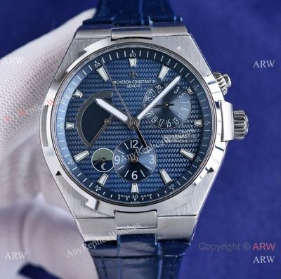 TWA Swiss Vacheron Constantin Overseas Dual Time watch Blue Leather Stap